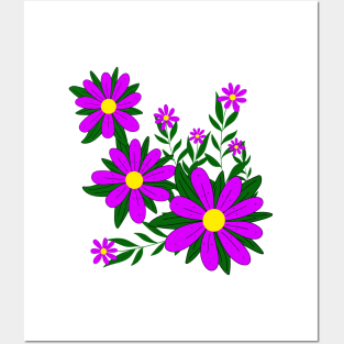 floral pattern blooming flower tendril daisy blooms Posters and Art